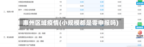 惠州区域疫情(小规模都是零申报吗)
