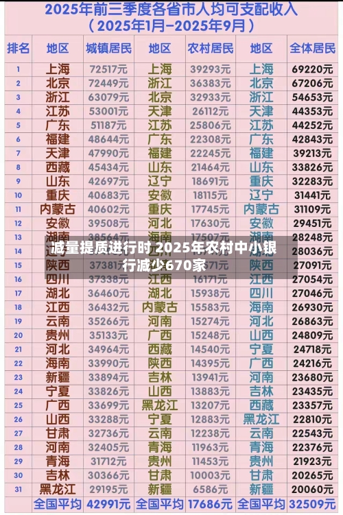 减量提质进行时 2025年农村中小银行减少670家