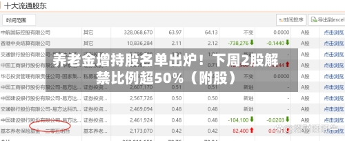 养老金增持股名单出炉!下周2股解禁比例超50%(附股)-第3张图片