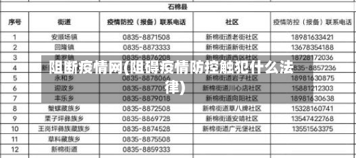 阻断疫情网(阻碍疫情防控触犯什么法律)