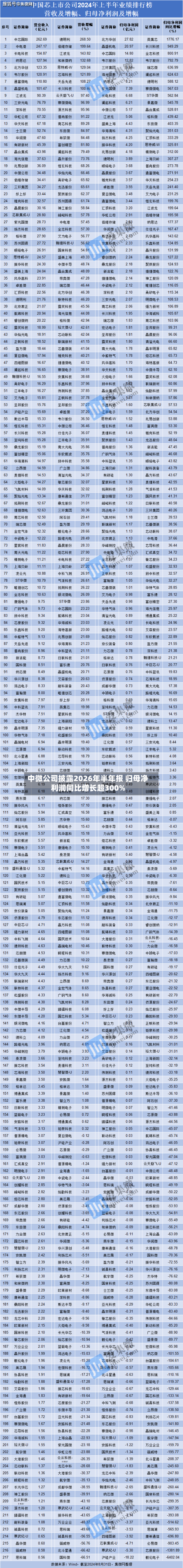 中微公司披露2026年半年报 归母净利润同比增长超300%