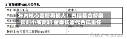年内核心高管再换人!泰信基金督察长刘小舫离职 董事长暂代合规重任-第2张图片