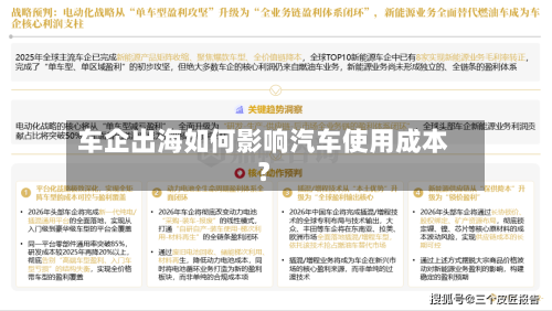 车企出海如何影响汽车使用成本？
